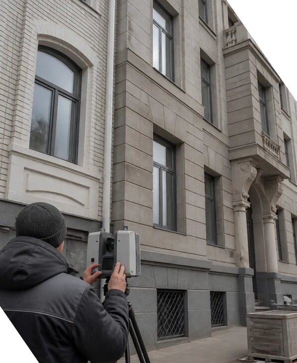 Лазерное сканирование фасадов зданий для обследования в Белове